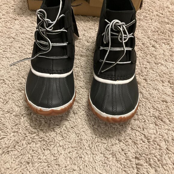 SOREL FOR J.CREW OUT n ABOUT WATERPROOF DUCK BOOTS IN BLACK SIZE 6,5 US. The O - Picture 7 of 10